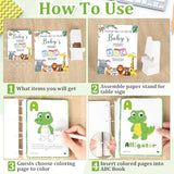 Baby'S First Abc Book Baby Shower Game 26 Pcs Coloring Card Animal Alphabet A To Z Baby Shower Guest Book Alternative Baby'S First Alphabet Coloring Book