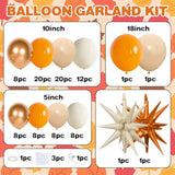 Fall Thanksgiving Balloon Arch Kit Orange Beige White Gold for Baby Shower Party Decor