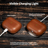 For Airpods Pro 2Nd Generation Case, Compatible With Magsafe And Wireless Charging, Luxury Full-Grain Smooth Leather, Unique Patina, Comfort Grip, Compatible With Airpods Pro 2, Brown