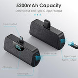 Mini Portable Charger Usb-C Power Bank 5200Mah,Ultra Compact Lcd Display Battery Pack Backup Charger Compatible With Iphone 16/16 Plus/16 Pro/16 Pro Max/15 Series,Samsung S22/S23, Android Phones Etc