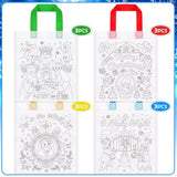 12Pcs Nativity Scene Goodie Bags With Paint Pens For Kids, O Holy Night & Joy To The World Coloring Gift Bags, Religious Christmas Reusable Canvas Bag Favors