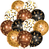 36pcs Whiskey Party Balloons – Black, Gold, Brown & Foil Balloons for Vintage Theme Decor, 12"