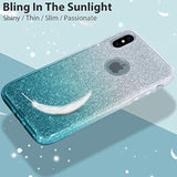 Compatible With Xs Case,Compatible With X Glitter Bling Sparkle Cute Girls Women Protective Case -Gradient Green