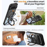 360 Degree Spin Magnetic Stand Case for Google Pixel 9 Pro XL, Fits MagSafe and Pixelsnap, Ring Holder, Crystal Clear Camera Protection Phone Case, Black