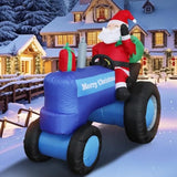 5.5Ft H Christmas Inflatable Santa Claus Drive Tractor With Build-In Led Lights, Blow Up Christmas Inflatable Outdoor De