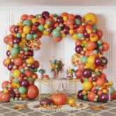 182PCS Fall Balloon Arch Kit with Orange Red Green Yellow Gold Balloons for Party