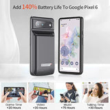 Battery Case For Google Pixel 6 6.4", 10000Mah Ultra Powerful Rechargeable Charging Case, Protective Extended Backup Charger Case For Google Pixel 6 5G (2021 Released)