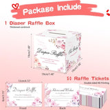 Baby Shower Games - Diaper Raffle Box With 50 Tickets, Sign, Prizes And Decorations - Thick Paperboard
