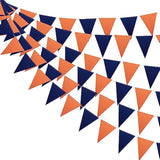 3 Pack Orange Navy Double-Sided Glitter Pennant Banner Triangle Flags Decor