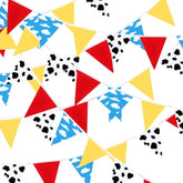 Cartoon Story Birthday Party Decorations Red Blue Yellow Cartoon Story Pennant Banners Flags Fabric String Triangle Bunting Garland For Baby Shower Birthday Party Decorations