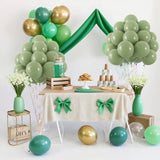 50 Pc Sage Green 12 Inch Helium Balloons with Ribbons for Party Decorations