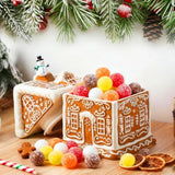 Gingerbread House Christmas Candy Jar With Lid 9.3 Inch Ceramic Christmas Cookie Jar Decorative Treats Storage Container For Holiday Kitchen Xmas Decoration Gift Counter