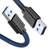 Usb 3.0 A To A, 3.3 Ft, Male To Male Cable Double End Usb Cord Compatible With Hard Drive Enclosures Dvd Player Laptop Cooler - Blue