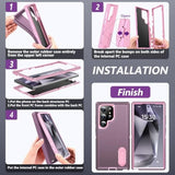 For Samsung Galaxy S24 Ultra Case, Samsung S24 Ultra Phone Case With Built In Kickstand, Shockproof/Dropproof Grade Protective Cover For Galaxy S24 Ultra 5G (Night Purple/Baby Pink)