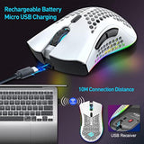 Wireless Gaming Mouse Lightweight Honeycomb Design, Rechargeable Rgb Backlight Computer Mouse With Usb Receiver,Adjustable Dpi,2.4Ghz Wireless Mouse For Pc/Mac/Laptop