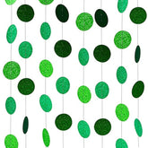 Glitter Green Paper Garland Circle Dot Banner 40ft Party Decorations