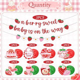 11pcs Strawberry Baby Shower Decor β Sweet Baby Banners & Hanging Swirls Set