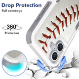 Case for iPhone 16, Baseball Sports Pattern Shock-Absorption Hard PC and Inner Silicone Hybrid Dual Layer Armor Defender Case for iPhone 16