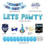 Dog Birthday Party Supplies – Blue “Let’s Pawty” Balloons, Banner & Birthday Bandana Hats