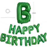 Green 16" Mylar Happy Birthday Letter Balloons Banner Reusable Party Decor
