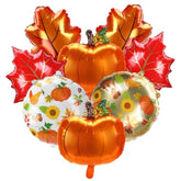 8pcs Thanksgiving Balloons Pumpkin Maple Leaf Orange Foil Balloons for Autumn Party Decor