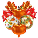 8pcs Thanksgiving Balloons Pumpkin Maple Leaf Orange Foil Balloons for Autumn Party Decor