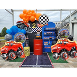 Monster Truck Birthday Party Decorations, Red Truck Balloons,Checkered Balloons For Kids Monster Truck Theme Birthday/Babyshower Party Decoration