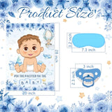 Pin The Pacifier On The Baby Game, Blue Baby Shower Decoration Pin Pacifier On Baby Poster Game With Poster 48 Pacifier Stickers Blindfold Game For Blue Bear Baby Shower Birthday Party Decorations