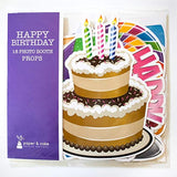 Happy Birthday Party Photo Booth Props | 18 Piece Set By Paper And Cake | Includes Cake, Balloon, Candles, And More | Perfect For Birthday Celebrations