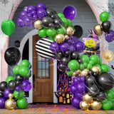 Halloween Balloon Arch Garland Kit Purple Orange Black Balloons with Spider Web Decor