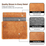 MoKo 13-13.3 Inch Laptop Sleeve Fits MacBook Pro 13" M2/M1, MacBook Pro 14", MacBook Air 13.3", iPad Pro 12.9", Surface Pro 9/8 13", Felt & PU Leather Case Bag with Pocket, Gray&Brown