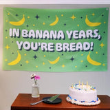 Funny Happy Birthday Banner 60" X 33" – Hilarious Party Decoration For Adults, Gag Gift Décor For Him Or Her – Sarcastic, Bold & Reusable Sign -Banana Years