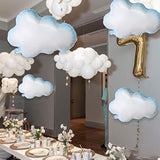 Large Cloud Mylar Balloons - Blue & White Party Decorations - Set of 8