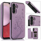 Phone Case For Samsung Galaxy A36 5G With Tempered Glass Screen Protector And Card Holder Wallet Cover Stand Flip Leather Cell Accessories A 36 36A Lte Sm-A366U Women Men Purple