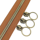 #5 Antique Brass Metallic Nylon Coil Zippers By The Yard Bulk Brown Ta