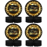Happy Birthday Table Decorations Centerpieces - 4-Pack Double Sided Ha