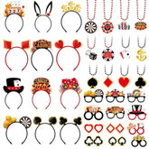 36 Pcs Casino Night Party Favors Casino Theme Felt Headband Eyeglasses Beaded Necklaces Dice Dollar Sign Poker Party Decorations Accessories For Las Vegas Game Night Decor Photo Prop Supplies