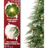 7Ft Artificial Christmas Tree With 350 Warm White Led Lights, Pre-Lit Xmas Tree With Realistic Bark For Indoor Outdoor Holiday Decor