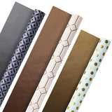 Hallmark Wrapping Paper Rolls for Graduation, Wedding, Birthday, Baby Shower, Bridal Shower - Foil Metallic Pastel Gift Wrap Paper (Set of 3 Reversible Rolls: 120 sq. ft. ttl.)