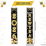 Xtralarge 2026 Happy New Year Banner – 72X12 Inch | Black And Gold Happy New Year Door Banner For New Years Decorations 2026 | Porch Banner For New Years Eve Party Supplies 2026 | Nye Decor