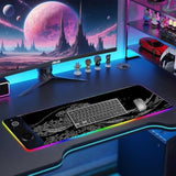 3-1 Wireless Charging Mouse Pad 15W, Japanese Sea Wave Desk Pad,Rgb Gaming Mousepad With Wireless Charger For Iphone/Airpods,Large Desk Mat,14 Light Modes,Magnetic Charging, Long Desk Pad,31.5"X11.8"