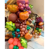 156Pcs Fall Balloon Garland Arch Kit Orange Burgundy Green Yellow with Maple Pumpkin