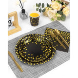 364PCS Black and Gold Party Supplies Dinnerware Set for 52 Guests