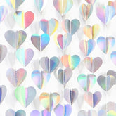 Iridescent Disco Heart Garland 39Ft Neon Paper Streamers Banner Wedding Party Decor