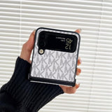 Samsung Galaxy Z Flip 5 Luxury PU Leather Case with Hinge Protection - Classic Folding Slim Full Protective Phone Cover Case Compatible with Galaxy Z Flip 5 Coffee