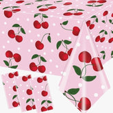 Cherry Tablecloth Birthday Party Decoration, 3Pcs Cherry Plastic Table Clothes Disposable Pink Table Cover For Cherry Decor, Cherry On Top Baby Shower, Wedding Bridal Shower Party Supplies