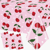 Cherry Tablecloth Birthday Party Decoration, 3Pcs Cherry Plastic Table Clothes Disposable Pink Table Cover For Cherry Decor, Cherry On Top Baby Shower, Wedding Bridal Shower Party Supplies