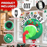 3.5Ft Christmas Inflatable Outdoor Decoration Green Ugly Monster Wreath Christmas Window Inflatable With Built-In Led Li
