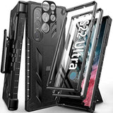 For Samsung Galaxy S22 Ultra Case: Builtin Screen Protector & Kickstand & Beltclip Holster, Fullbody Dual Layer Rugged Heavy Duty Shockproof Protective Phone Coverblack
