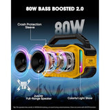 Speakers Bluetooth Wireless: 80W(Peak) Loud Speaker With Bass, 20H Playtime, Ipx6 Waterproof, Large Jobsite Speakers For Work, Outdoor, Workshop, Garage, Portable Speaker With Subwoofer&Tws